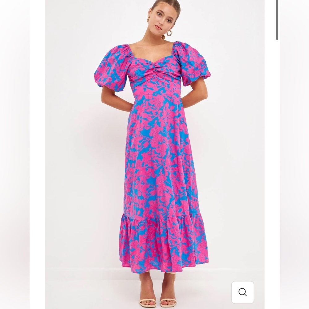 Free the Roses Pink and Blue Maxi Dress